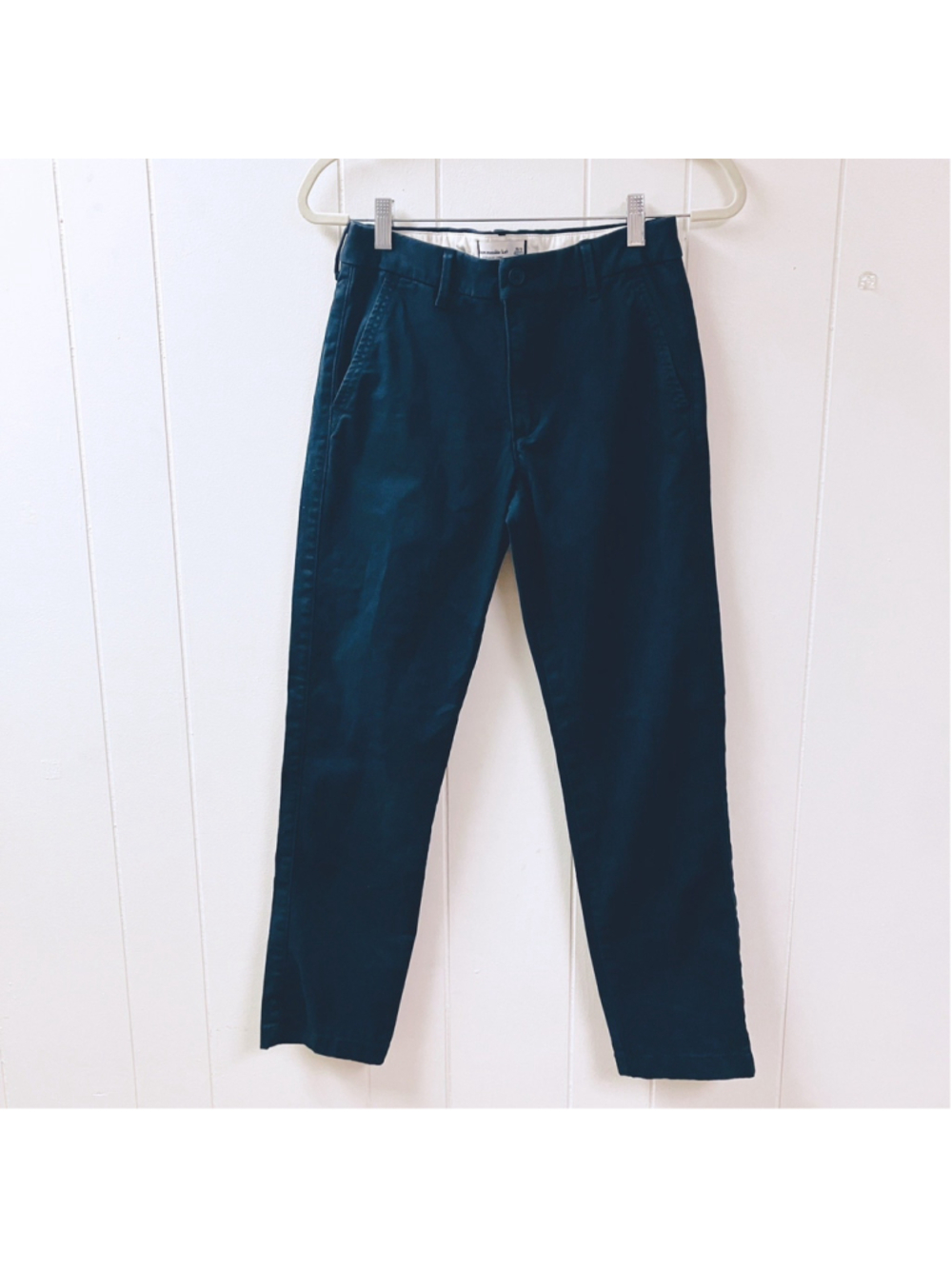 Abercrombie Kids Boys Black Straight Chino Pants SZ 15/16 Reg Adj Waist School